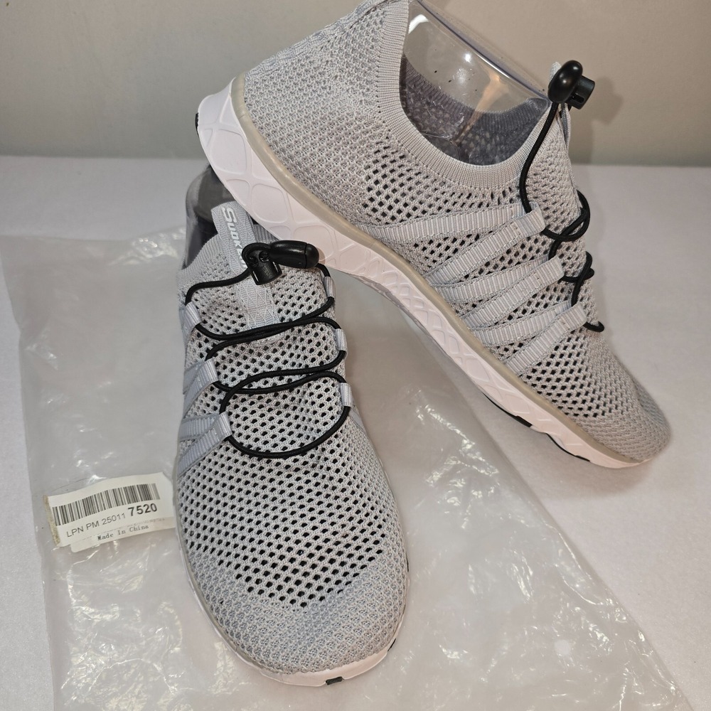 SUOKENI Womens Size 11 Mesh Quick Dry Slip On Water Shoes Beach Light gray EU 42